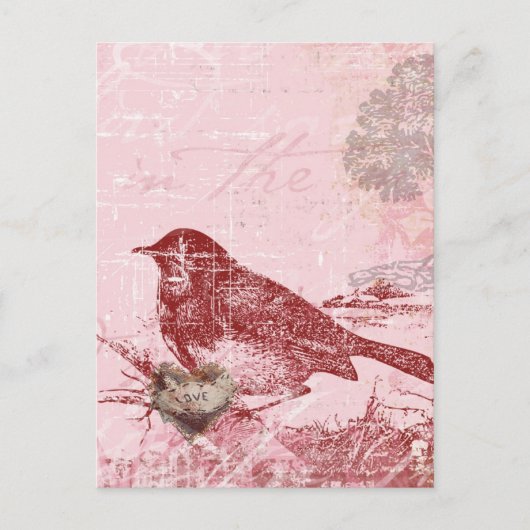 Roze Love Bird Briefkaart (Voorkant)