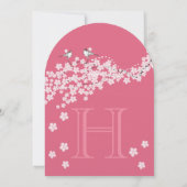 Roze  Love Bird Cherry Blossom Kaart (Achterkant)