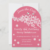 Roze  Love Bird Cherry Blossom Kaart (Voorkant)