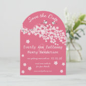 Roze  Love Bird Cherry Blossom Kaart (Staand voorkant)