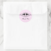 Roze Love Bird Swirls Bedankt Stickers (Tas)