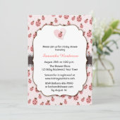 Roze Love Bug, Girl Baby shower Kaart (Staand voorkant)
