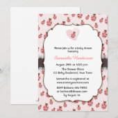 Roze Love Bug, Girl Baby shower Kaart (Voorkant / Achterkant)