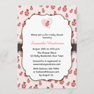 Roze Love Bug, Girl Baby shower Kaart