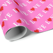 Roze LOVE Cadeaupapier (Rol Hoek)