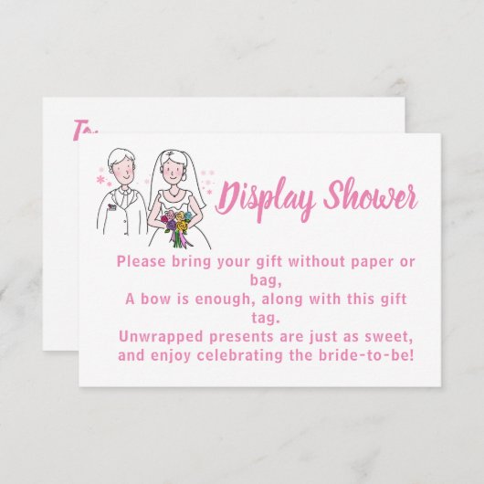 Roze Love Display Bridal Weddenschap Shower Informatiekaartje (Voorkant / Achterkant)