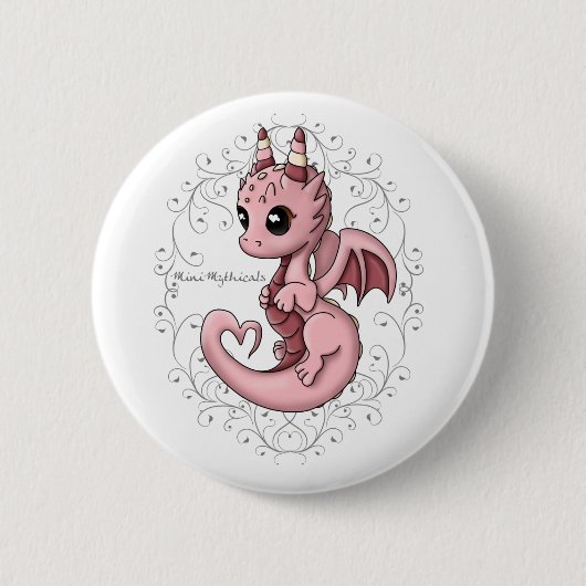 Roze Love Dragon Button Pin (Voorkant)