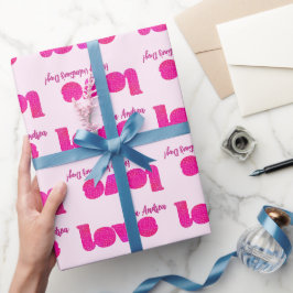 Roze Love Happy Valentine Day Cadeaupapier