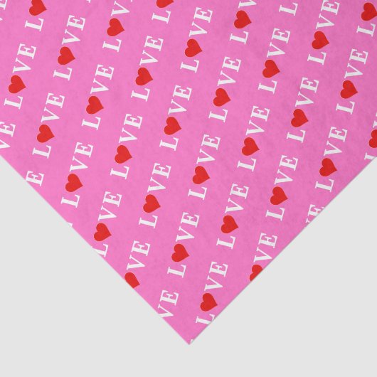 Roze LOVE hartslag Elegant afbeelding Tissuepapier (Detail)