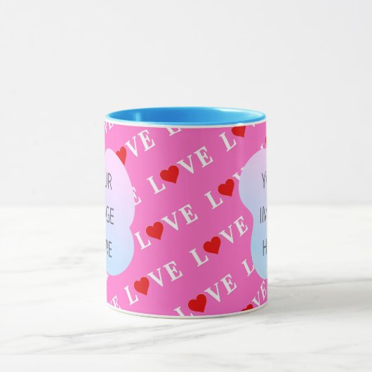 Roze LOVE hartstilleer Mok (Midden)