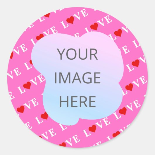 Roze LOVE hartstilleer Ronde Sticker (Voorkant)