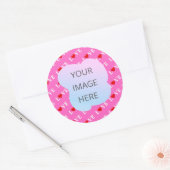 Roze LOVE hartstilleer Ronde Sticker (Envelop)