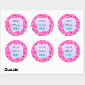 Roze LOVE hartstilleer Ronde Sticker (Vel)
