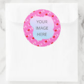 Roze LOVE hartstilleer Ronde Sticker (Tas)