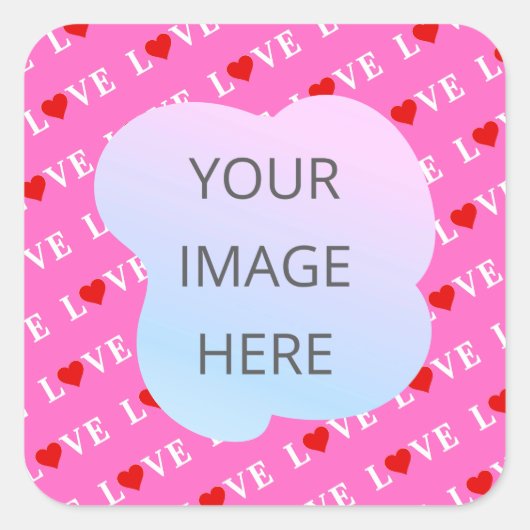 Roze LOVE hartstilleer Vierkante Sticker (Voorkant)