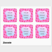 Roze LOVE hartstilleer Vierkante Sticker (Vel)