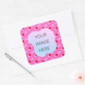 Roze LOVE hartstilleer Vierkante Sticker (Envelop)