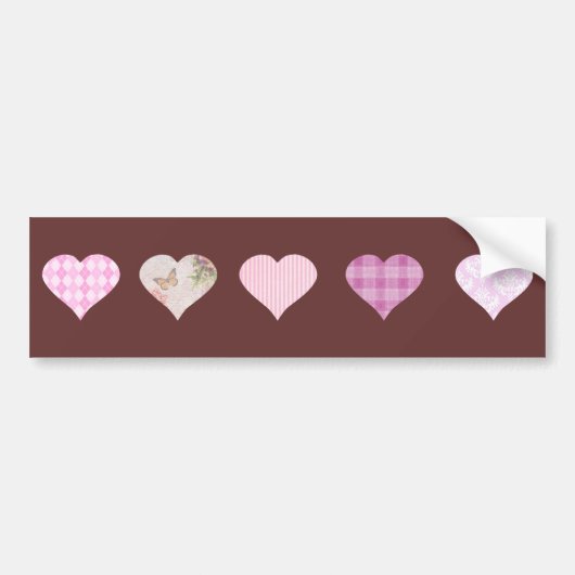 Roze Love Heart Design - chocolade brown Bumpersticker (Voorkant)