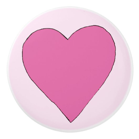 Roze Love Heart Keramische Knop (Voorkant)