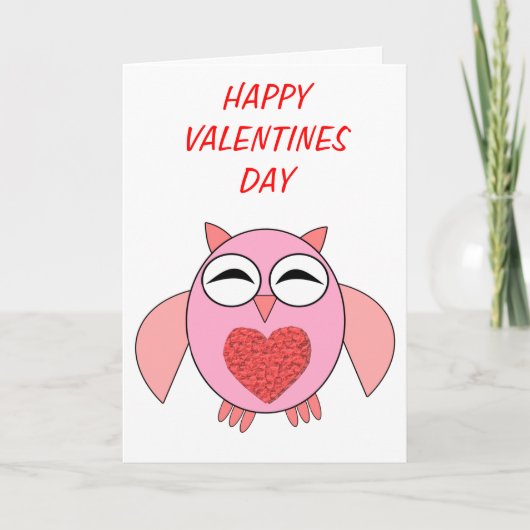 Roze Love Heart Owl Aangepaste Kaart (Voorkant)