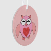 Roze Love Heart Owl Acrylisch Ornament (voorkant)
