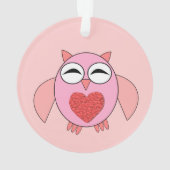 Roze Love Heart Owl Acrylisch Ornament (achterkant)