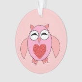Roze Love Heart Owl Acrylisch Ornament (voorkant)