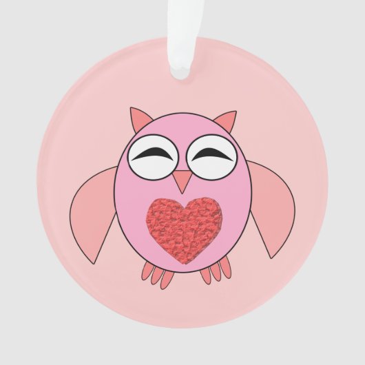 Roze Love Heart Owl Acrylisch Ornament (voorkant)