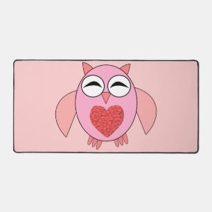 Roze Love Heart Owl Bureaumat