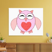 Roze Love Heart Owl Canvas Print (Insitu (Woonkamer))
