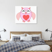 Roze Love Heart Owl Canvas Print (Insitu (Slaapkamer))
