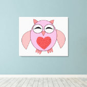 Roze Love Heart Owl Canvas Print (Insitu (Houten vloer))