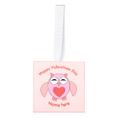 Roze Love Heart Owl Custom Ornament (Voorkant)