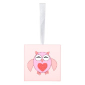Roze Love Heart Owl Custom Ornament (Rechts)