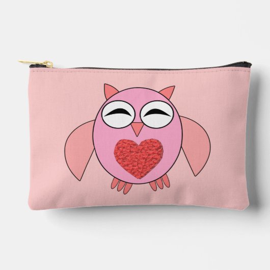 Roze Love Heart Owl Etui (Voorkant)