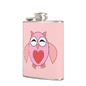Roze Love Heart Owl Flask Heupfles (Links)