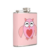 Roze Love Heart Owl Flask Heupfles (Rechts)
