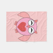 Roze Love Heart Owl Fleece Blanket Deken (Voorkant (Horizontaal))