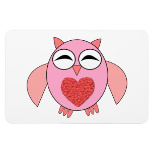 Roze Love Heart Owl Magnet Magneet