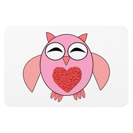 Roze Love Heart Owl Magnet Magneet (Horizontaal)