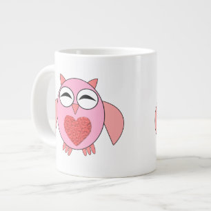 Roze Love Heart Owl Mok