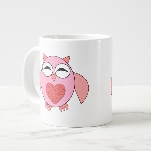 Roze Love Heart Owl Mok (Links)