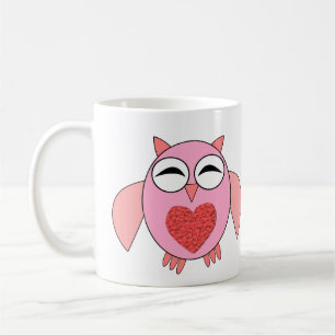 Roze Love Heart Owl Mok