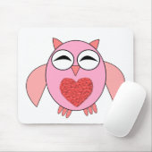 Roze Love Heart Owl Mousepad Muismat (Met muis)