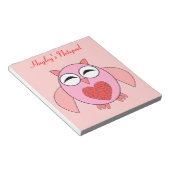 Roze Love Heart Owl Notepad Notitieblok (Schuin)