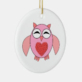 Roze Love Heart Owl Ornament (Rechts)