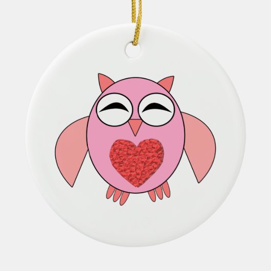 Roze Love Heart Owl Ornament (Voorkant)