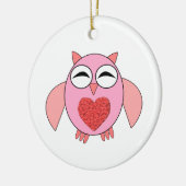 Roze Love Heart Owl Ornament (Links)