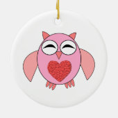 Roze Love Heart Owl Ornament (Achterkant)
