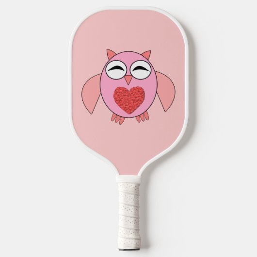 Roze Love Heart Owl Pickleball Paddle (Voorkant)